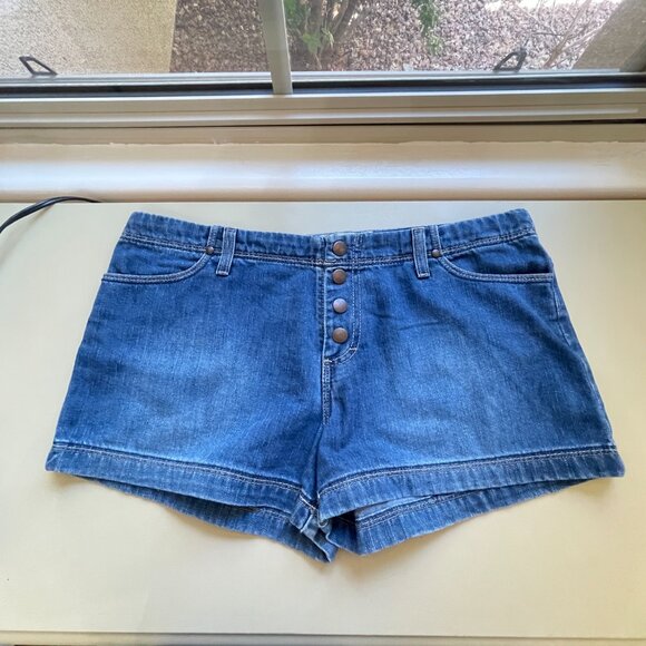 American Eagle Shorts 8 Blue Denim Jean Front Snap - Picture 2 of 5